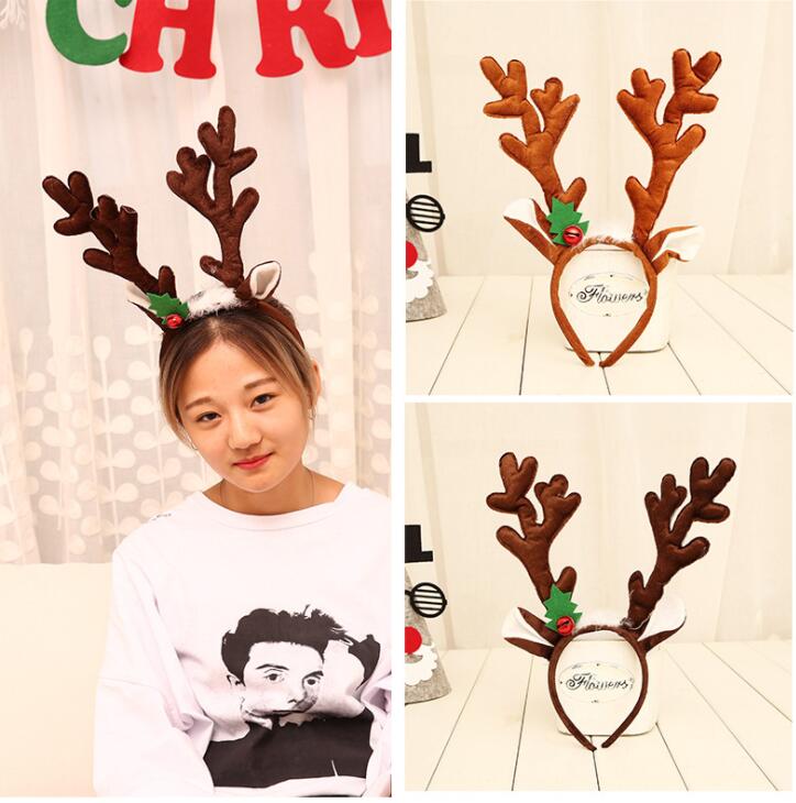 

Kids Adult Christmas Reindeer Antler Headband Xmas Party Flower Crown Reindeer Antler Hair Hoop free shipping