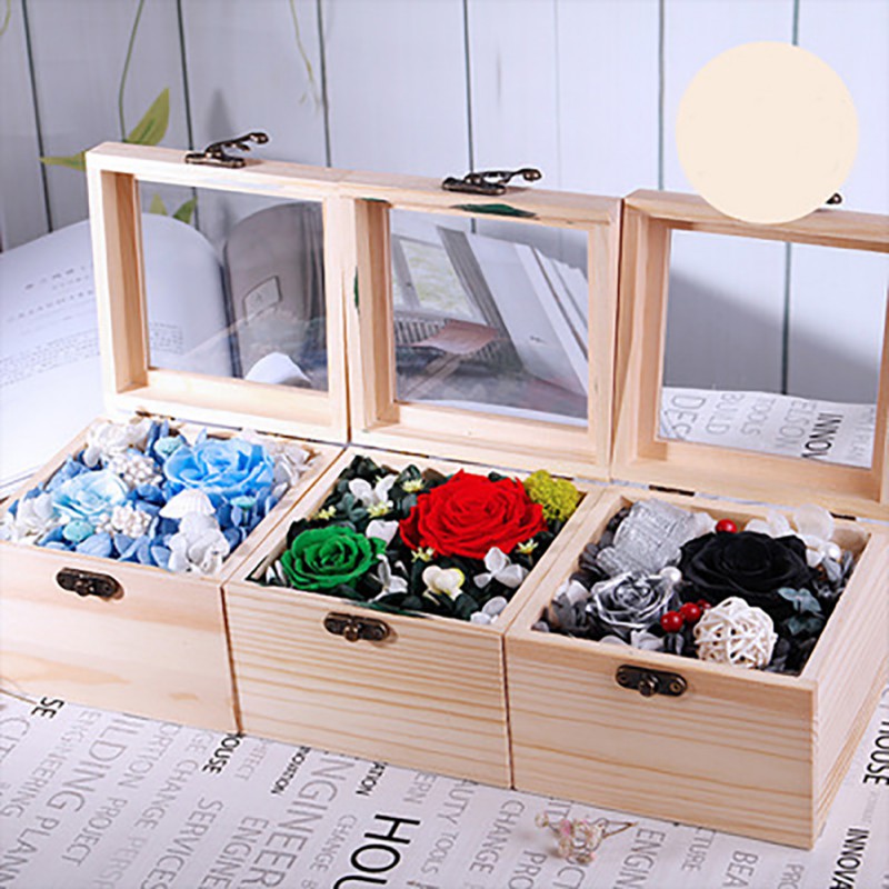

Flower Rose In Wood Storage Box Flasks Receive Immortal Flower Eternal Romantic Gift For Lovers Birthday Valentine's Day