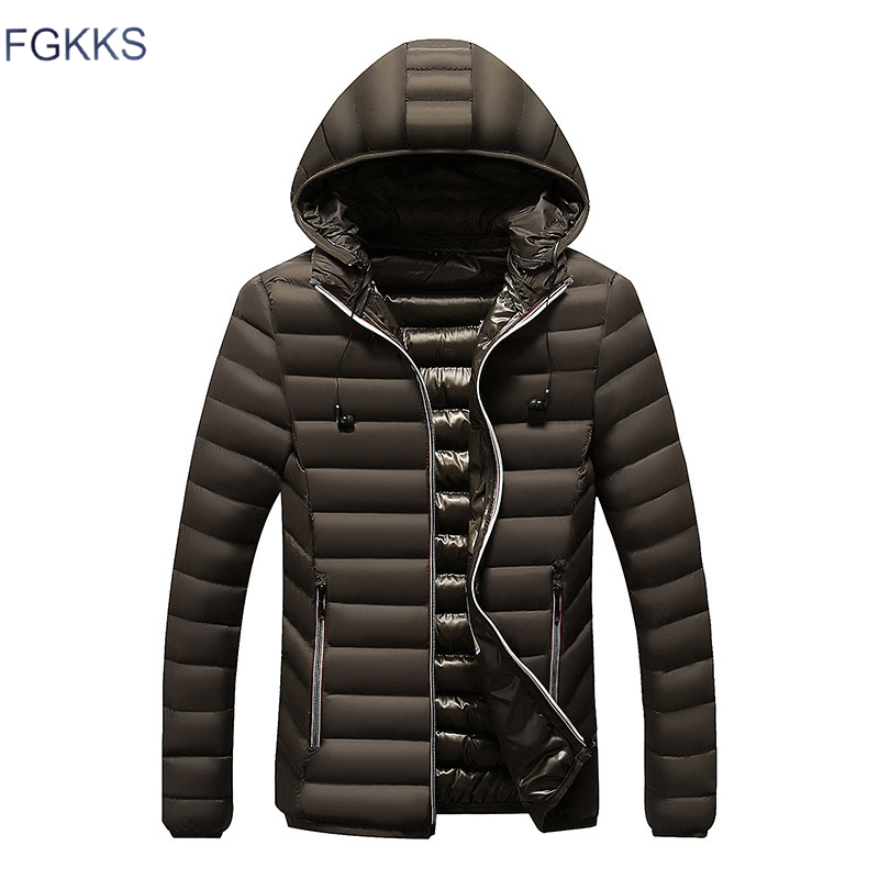 

FGKKS New Arrival Fashion Men Parkas Winter Male Casual Hooded Parka Jacket Overcoat Mens High Quality Parkas Coats, Black
