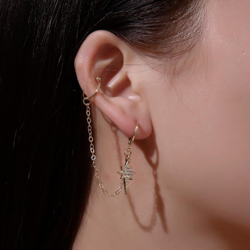 

0415 Tassel Personality Star Minimalist Earrings Trendy Women Rhinestone Brincos Earrings Bijoux Jewelry Gift E6080
