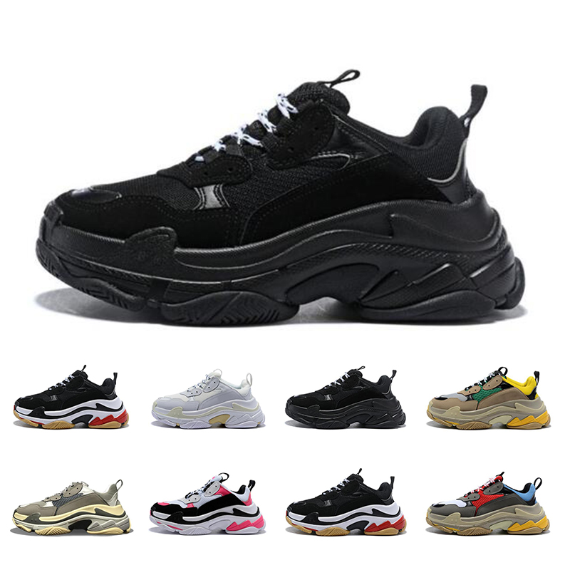 

Shoes Saketboard Sneakers Casual Fashion Black Yellow Low Old Dad Increase Paris 17Fw Triple S For Men Women