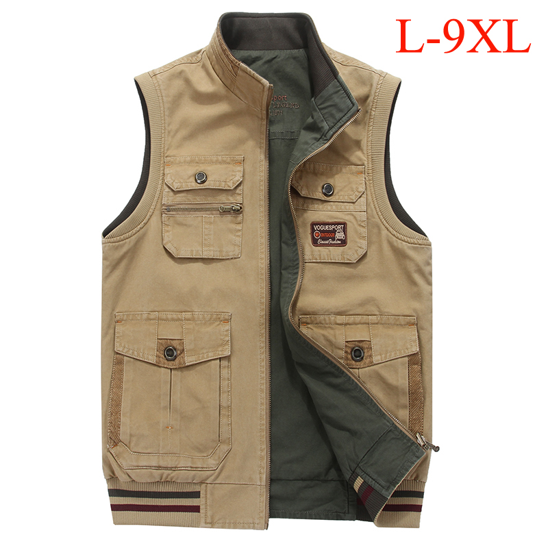 

Mens tactical vest both sides wear sleeveless jacket outdoor waistcoat hiking vest men colete masculino big size -9XL, As picture