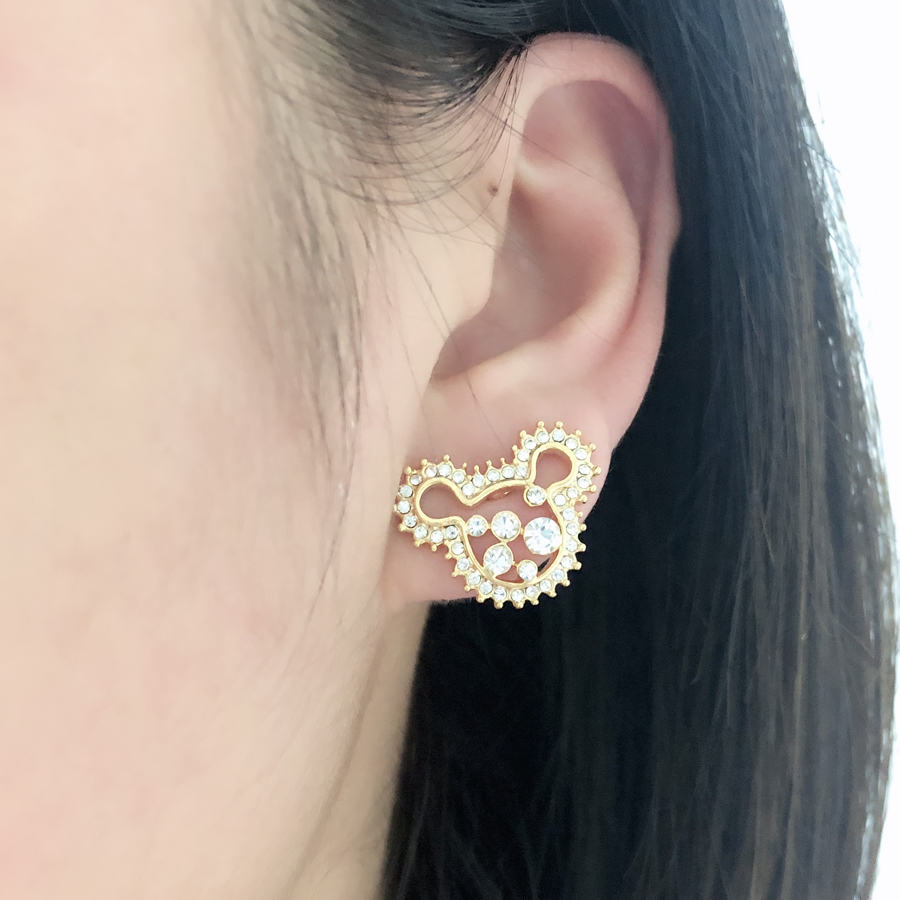 

Lovely mouse piercing earings fashion jewelry made with Swarovski elements crystal for summer daily wearing bijoux accessories best gift, Golden;silver