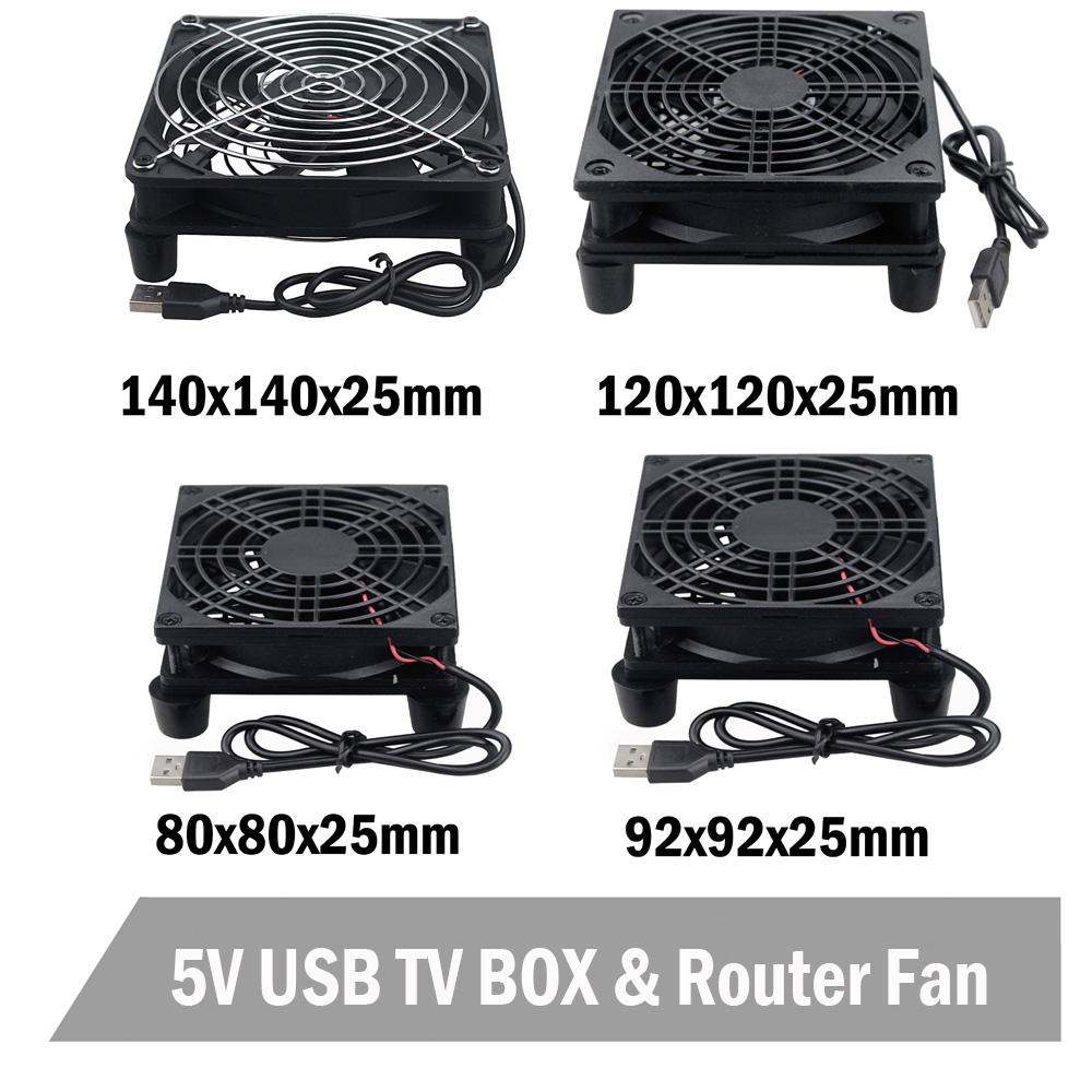 2Pcs 5V USB Power 92mm Silence Cooling Fan with Grill Screw Cooler For Router