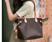 

2019 Hot Sale Handbag real Genuine Leather bag shopping bag shoulder handpick mother bag Bland NF Ebene MM GM Purse, Brown plaid