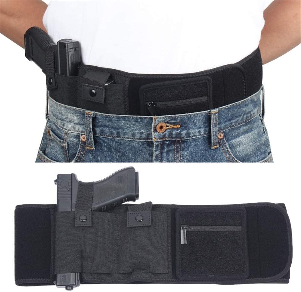 

Black Abdomen Holster Belly Band Holsters Concealed Carry Strong Detachable Retention Strap for Men and Women Running Jogging Hiking