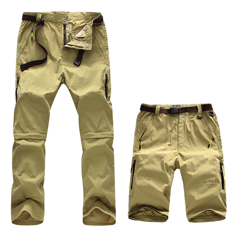 

Summer men Separable detachable Quick dry sport running shorts Trousers outdoor hiking camping hunting pants, Black