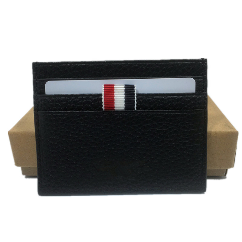 

2020 Fashion Designer Credit Card Holder Wallet Ultra-thin Real Leather Card Holder Coin Purse Men Slim Bank ID Card Case with box Pocket, Brown;gray