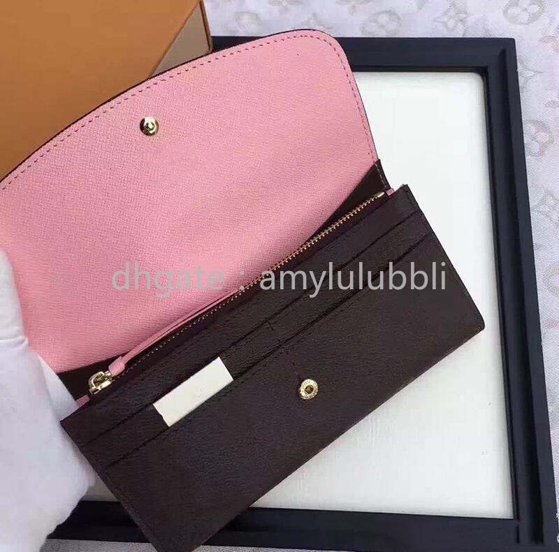 

wholesale Woman wallet long Wallet Multicolor Designer Wallet colourfull Business Card Case Original for lady coin purse Zipper Pocke case, Chocolate