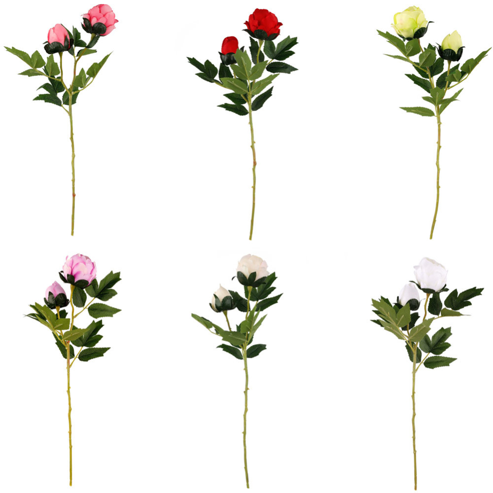 

2 Heads 47cm Peony Artificial Flower Silk Peonies Rose Flower Fake Peonies Bouquet Bridal Wedding Home Party Decor