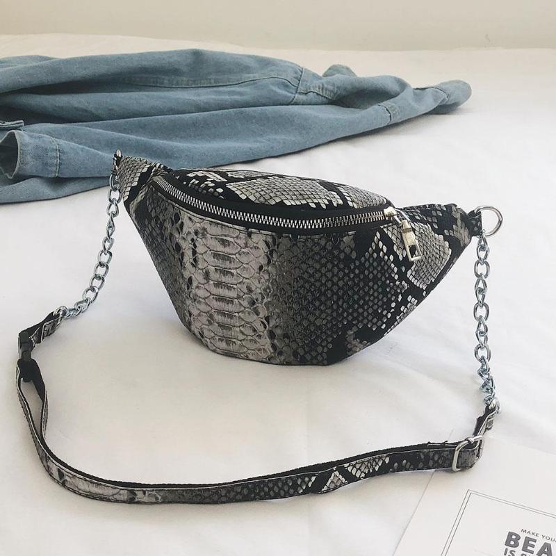 

Fashion Serpentine Shoulder Messenger Handbags for Ladies Waist Chain Packs Women PU Leather Casual Crossbody Bags 2019 New, Brown