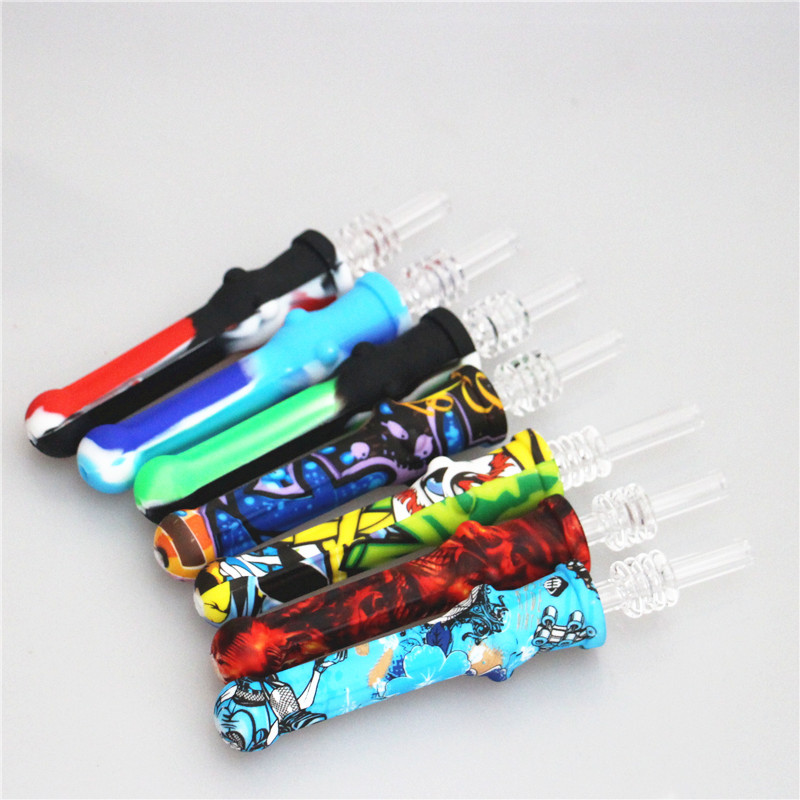 

smoking Mini Silicon Oil Rigs Silicone Nectar Collector with quartz Nail Joints Rig Concentrate Dab Straw
