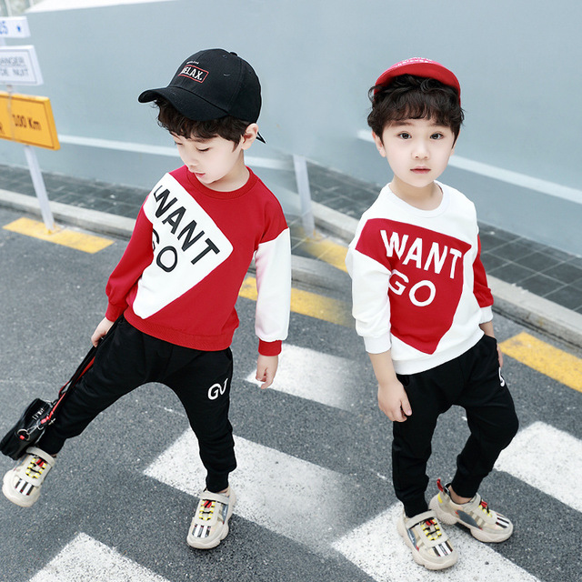 

2020 new Spring autumn boy girl clothes sets cotton kids Hoodie Haren pants 2 piece toddler sports clothes Children clothing, Black