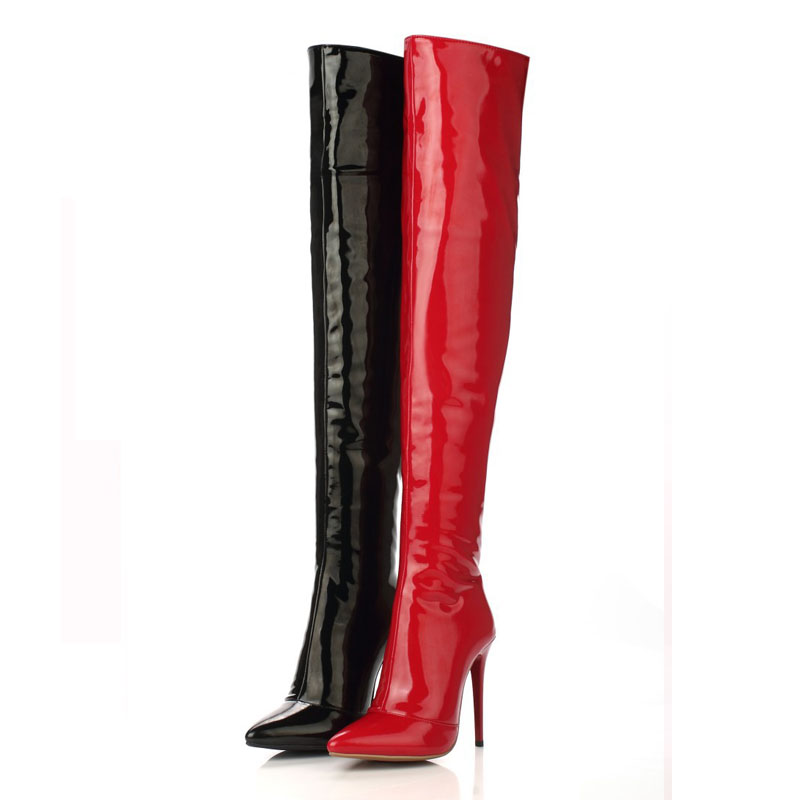 Gr.32-46 Europa Amerika Braun Damen Stiefel Super High Heels Pu Overkneestiefel