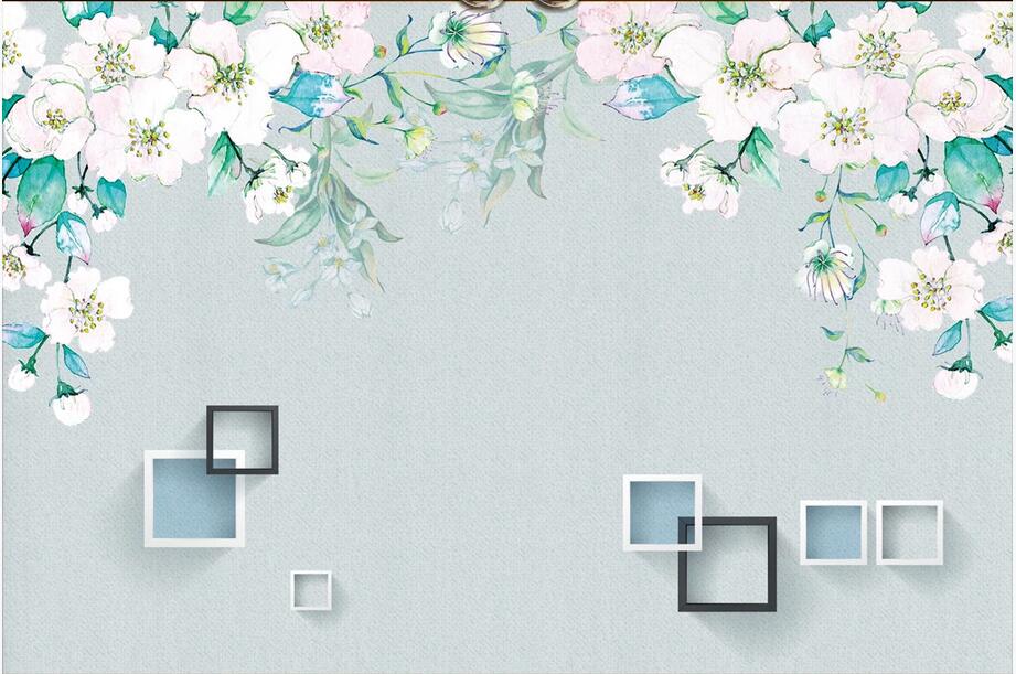 

Custom wall stickes photo Hand painted watercolor flowers elegant living room TV background wall home decor murals wallpaper for walls 3 d, Non-woven wallpaper
