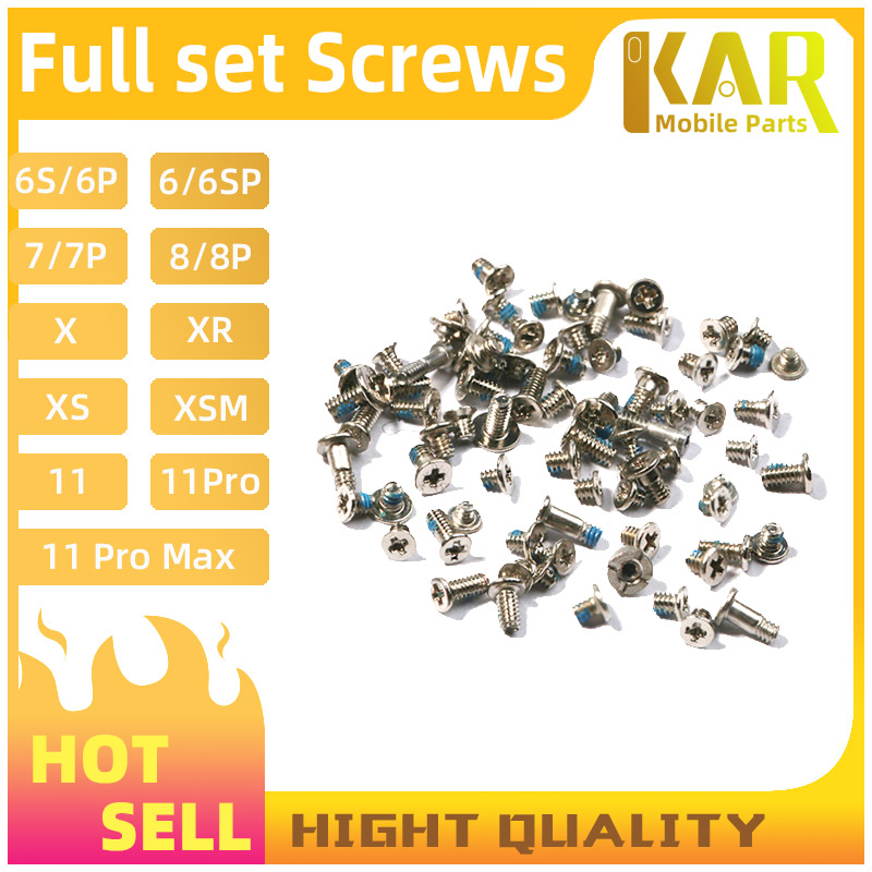 

100pcs/Set Screws Full Screw Set for iPhone 7 8 6 6Splus X XS XSMAX Repair bolt Complete Kit Replacement Parts Full Set Screws Charger Screw