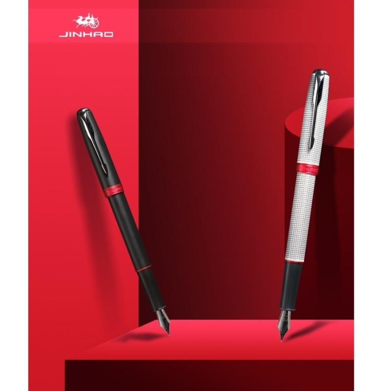 

Jinhao [Defiant] Fountain Pen, Red Black Color Copper Barrel, Arrow Clip, Fine Nib, Business gift signature School F488