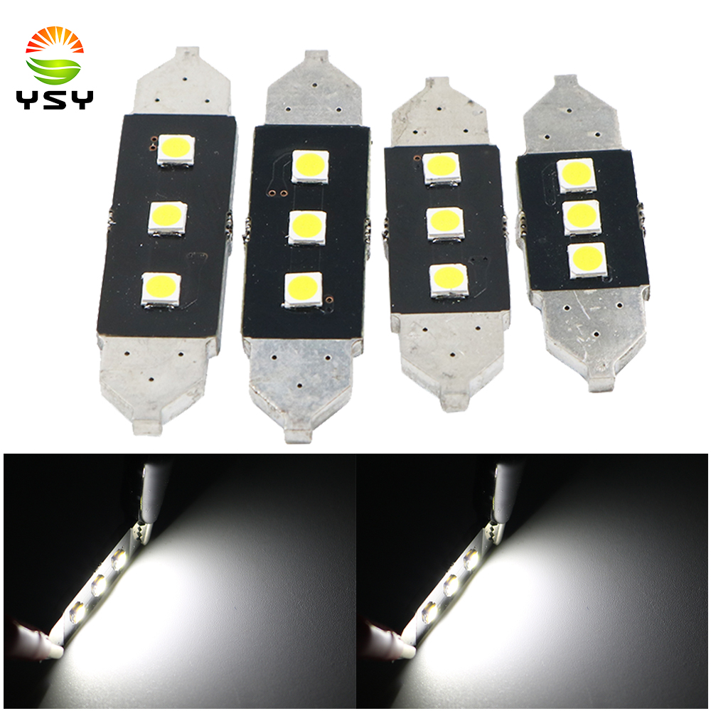 

YSY 12V C5W Festoon 31mm 36mm 39mm 41mm 3030 3smd 3led CANBUS Auto LED Interior Reading License Plate Light Extreme Bright White, As pic