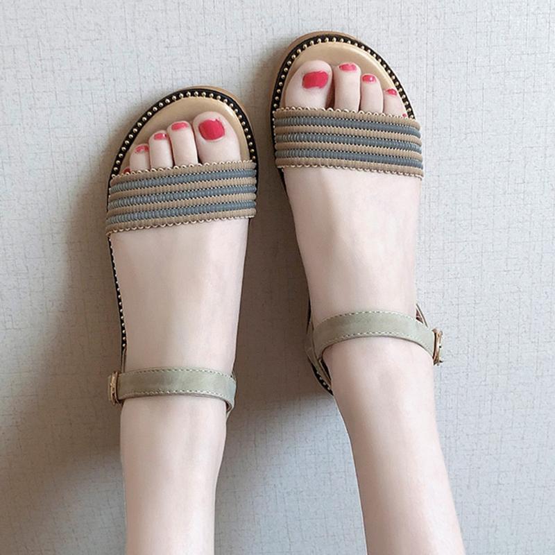 

Women's Summer Fashion Trend Flat Sandals 2020 Ladies Buckle Non-slip Large Size Sandals Women Casual Beach #g3, Beige