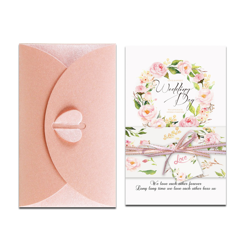 

2019 Pink Romantic Wedding Cards For Casamento Decor Banquet Party Supply DIY Decoration Customizable Invitations Card Favors