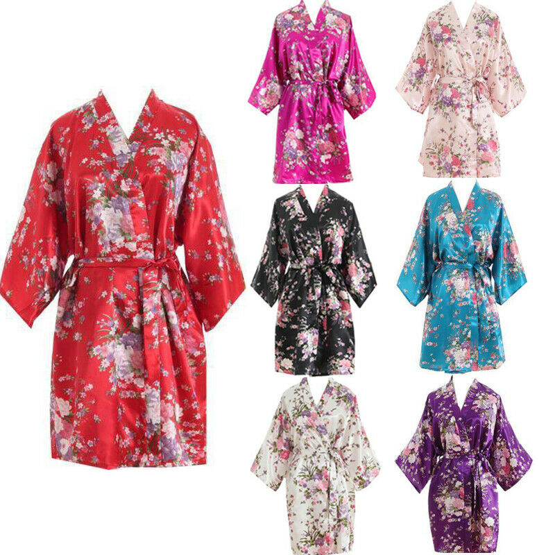 

Meihuida Sexy 2019 New Silk Satin Kimono Robe Bathrobe Women Silk Bridesmaid Robes Sexy Robes Ladies Gowns Sleepwear, As picture shows