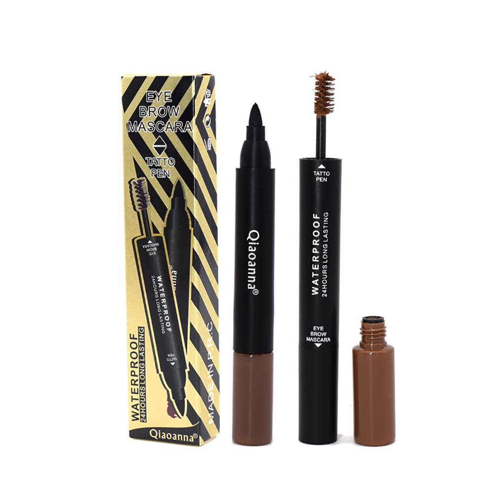 

2 in 1 Waterproof Long-lasting Eye Brow Eyeliner Liquid Eyebrow Pen Pencil Eye Makeup Cosmetic Tools 3 Colors, 03