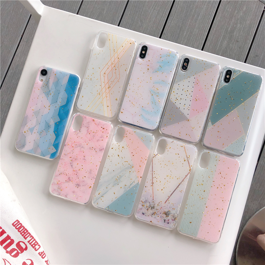 

New arrives Marble Patterns Phone Case for iPhone XS Max XR X 8 7 6 Plus Gold Foil Soft Silicone Bling phone cases, #3