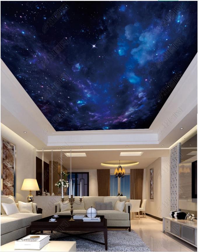

Wholesale-Interior Ceiling 3D wallpaper custom murals wallpaper Fantasy night starry sky zenith ceiling mural wall paper for walls 3d, Customized