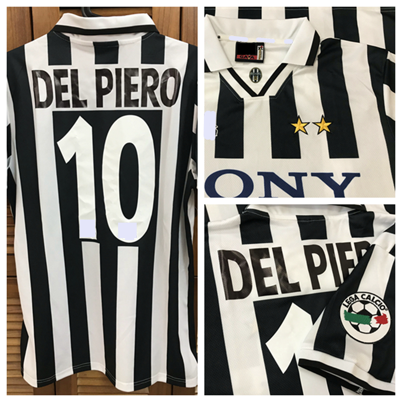 

JU 96/97 vintage classic Home Shirt Jersey Short Sleeves Del Piero Inzaghi Custom Name Number Patches Sponsor, 10 del piero