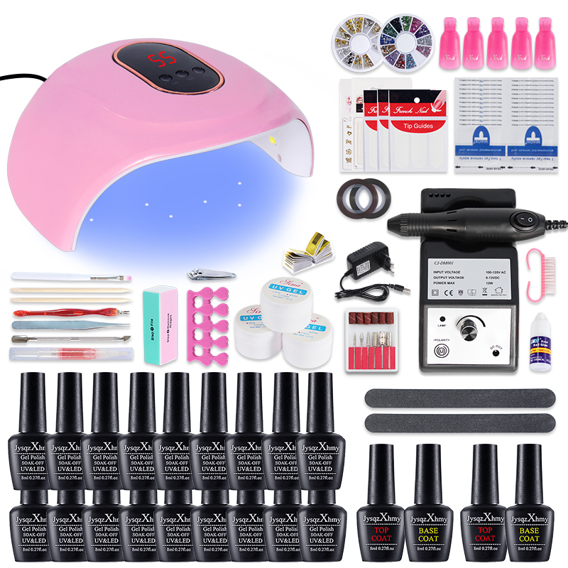 

Nail Sets 10/18 Colors Nail Gel Varnish Polish Manicure set With 24W UV LED USB Lamp Electric Drill Machine kit tools