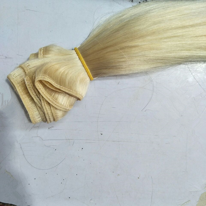 

Human Remy Hair Extensions 3 Pieces Set 613# Blonde Straight Hair Wefts 10-26inch Products Wholesale Double Wefts, Blonde color 613#