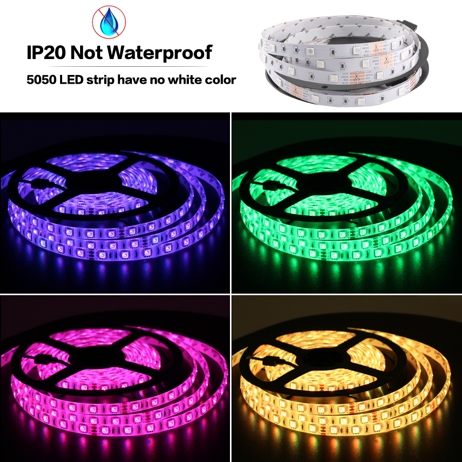 12V Full Set RGB LED Strip Light 2835 5050 5M Non Waterproof LED