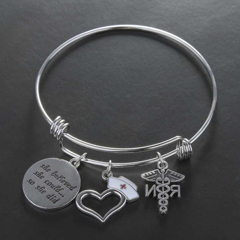 

Women Jewelry Adjustable Wire Bangle Stethoscope Hat Cap Charm Bracelets Women Jewelry Gifts