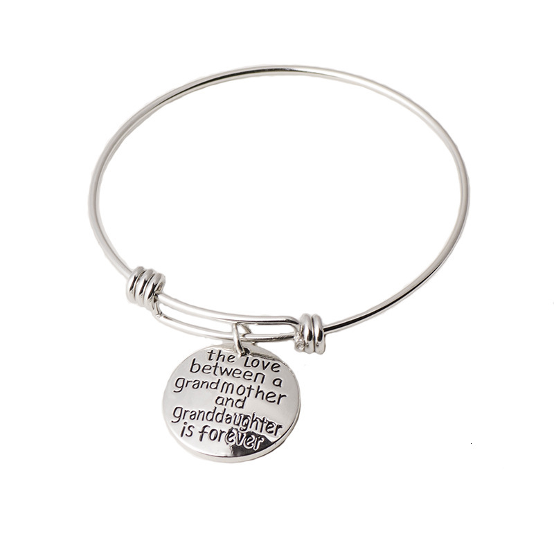 

Stainless Steel Hand Decorate Grandmother Family Affection Lettering Bracelet Fund Bracelet