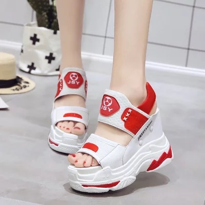

Hot Sale-ndals female summer 2018 new women's shoes super high heel platform shoes wild wedge with open toe sand, Blue