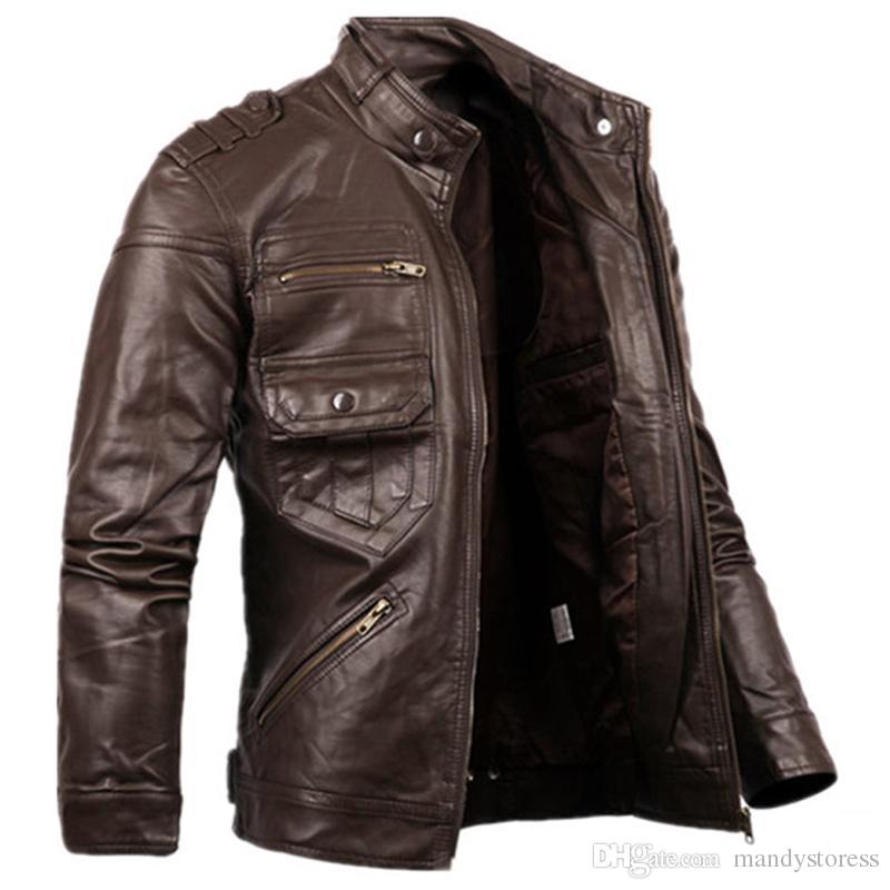 Da Uomo Nero Marrone Giacca in Vera Pelle Slim Fit Stile Biker Retro Reale NUOVO XS-XXXL