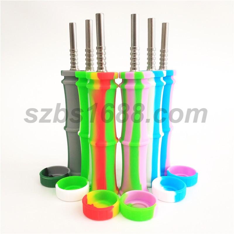 

Nectar Dab Collector Bong Silicone Pipe Unbreakable FDA Food Grade Silicone Dab Oil Rig Concentrate Smoking Pipe with 10mm Titanium Nail