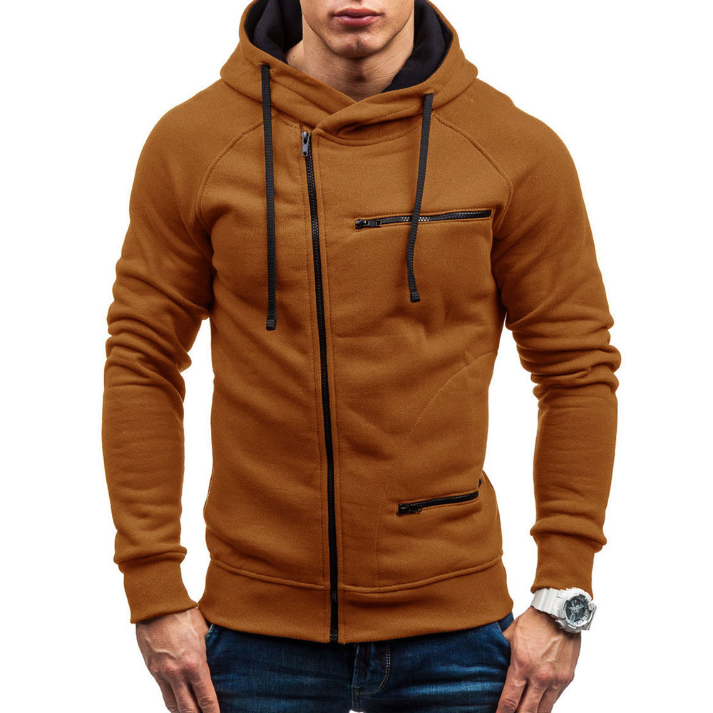 

Men's Long Sleeve Hoodie Sweatshirt Tops Autumn Winter Casual Zip Up Outerwear Sweatshirts sudaderas para hombre Men Clothes, Black