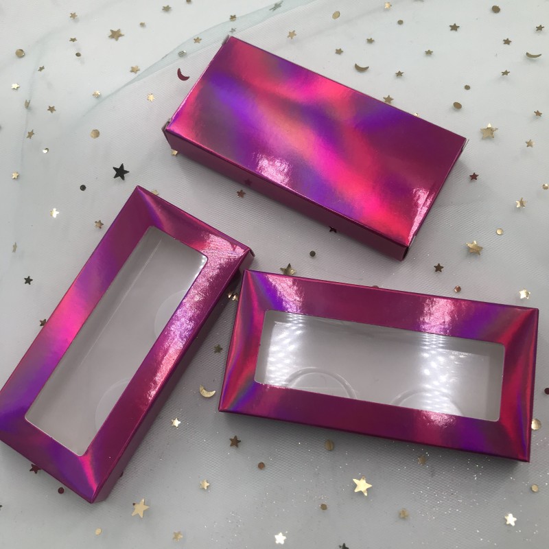 

Soft Cardboard Lashes Box 3D Mink Eyelashes Boxes Fake False Eyelashes Packaging pink holographic box custom private label logo