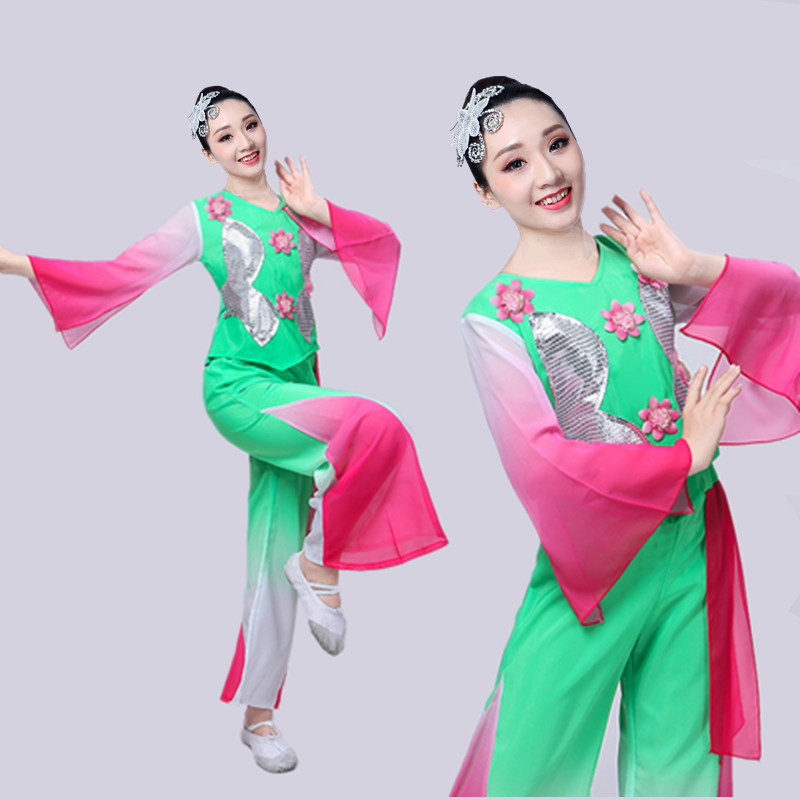 

Hanfu classical dance costume female yangko clothing fan dance performance costume chinese folk for woman