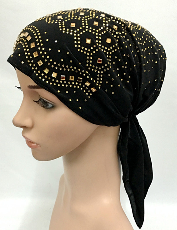 

Full Cover Rhinestones Inner Muslim Cotton Hijab Cap Islamic Head Wear Hat Underscarf Colors