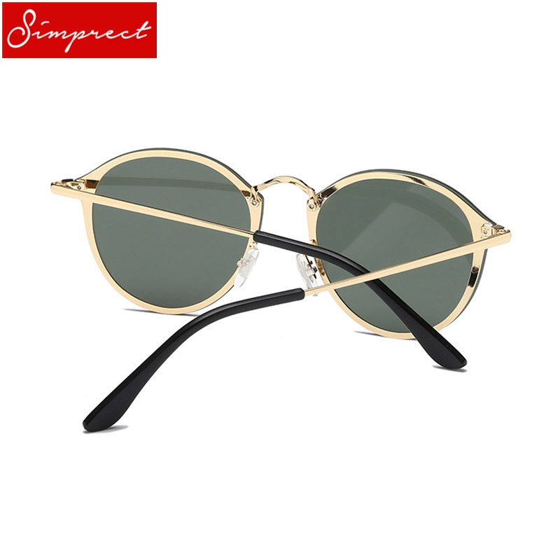 

Wholesale-SIMPRECT Retro Round Sunglasses Women 2018 High Quality Metal Mirroses Vintage Brand Designer Lunette De Soleil Femme