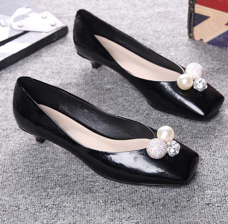

2020 Spring and Autumn with New style fashion Low heel Square head Women's shoes@MQWBH772, Black
