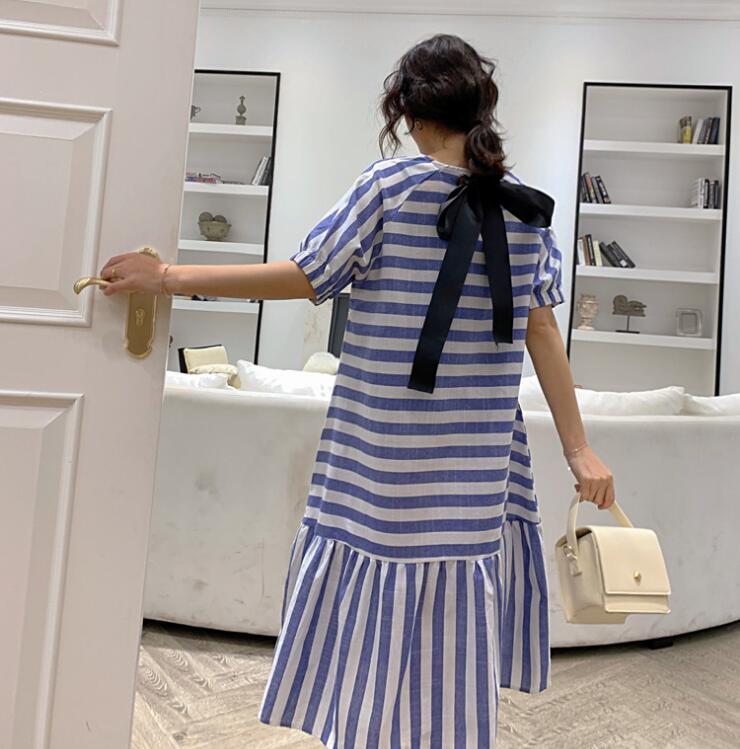 

2020 New Arrive Summer Maternity Dress Woman Dress Cute Bow Large Size Dresses Pregnant Woman Clothing Maternity Props Pregnancy, Blue