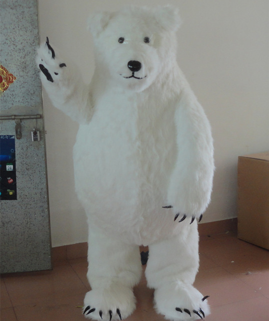 

Halloween huge Polar Bear Mascot Costume Top Quality Adult Size Cartoon Plush Fat White Bears Christmas Carnival Party Costumes, As show