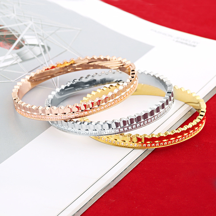Diamond shaped bangle concave and convex inner curvature design bracelet fashion mens tennis bracelet bracciali jewelry