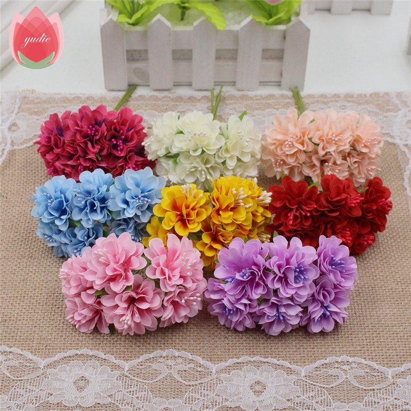 

6pcs Silk Realistic Daisy Artificial Flowers For Wedding Decoration Chrysanthemum DIY Gift Scrapbooking Simulation Craft Flowers, Blue