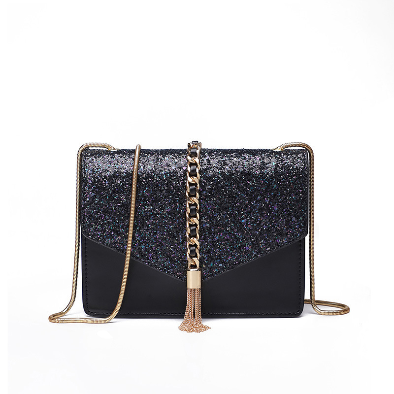 

WOMEN'S Fashion Handbag Sequin Tassels WOMEN'S Shoulder Bag Chain Bag Shoulder, Black