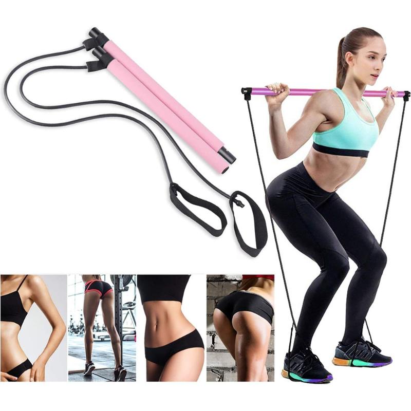 

Yoga Exercise Resistance Bands Pilates Stick Fitness Elastic Pull Rope Kit Home Gym Leg Bodybuilding Muscle Training Equipment, Black