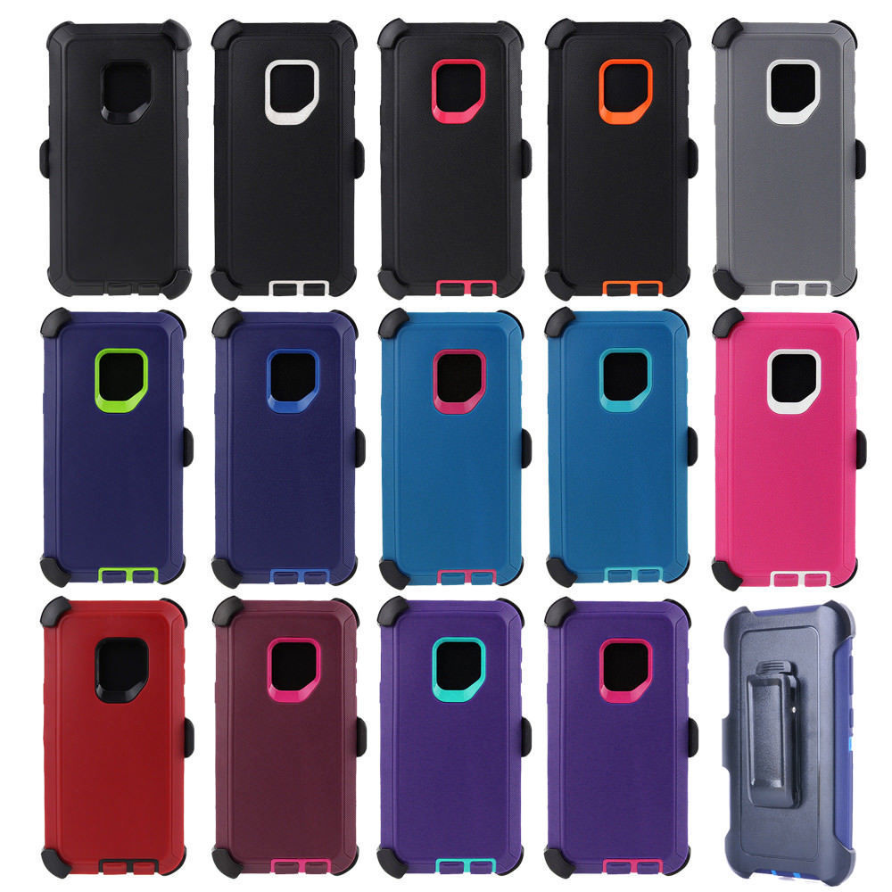 

Heavy Duty Robot Shockproof Defender Phone Cases For iPhone 11 12Pro 13 Pro Max Xr Xs 7 8 6s Plus Samsung S21 Ultra S20 S9 S10 Note20 With Kickstand Scratchproof Shell, Remark color num.(cases+clip)